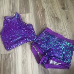 Purple sequins dance costume